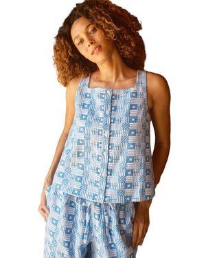 Ace & Jig Anu Button-Up Square Neck Tank Top - Blue