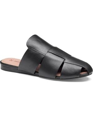 Johnston & Murphy Claire Leather Fisherman Mule Sandal - Black