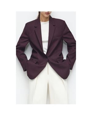 Mango Hidra Notch Lapel Jacket - Purple