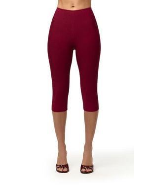 Naked Wardrobe Knit Capri Leggings - Red