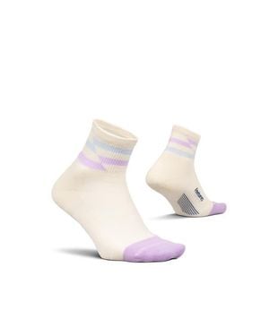 Feetures Elite Max Cushion Quarter Sock Athletic Running Socks, Targeted Compression, Moisture Wicking - White