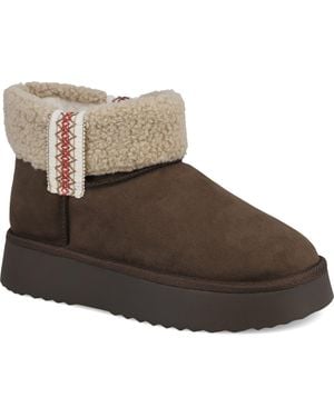 MIA Iceland Faux Shearling Platform Bootie - Brown