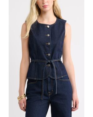 Treasure & Bond Tie Waist Denim Vest - Blue