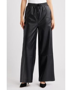 Ichi Ihzoma Faux Leather Pants - Black