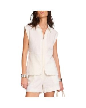 Mint Velvet Linen Sleeveless Collared Shirt - White