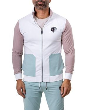 Maceoo Zipper Refined90 Colorblock Knit Track Jacket - Blue