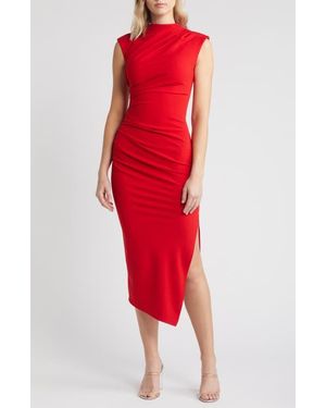 NIKKI LUND Diana Asymmetric Hem Sheath Dress - Red