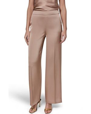 Donna Karan Flat Front Straight Leg Pants - Natural