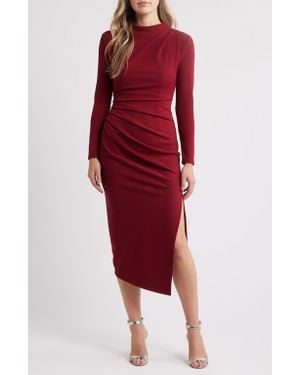 NIKKI LUND Stacey Long Sleeve Midi Dress - Red