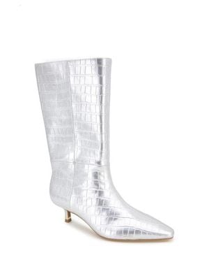 Kenneth Cole Meryl Pointed Toe Kitten Heel Boot - White