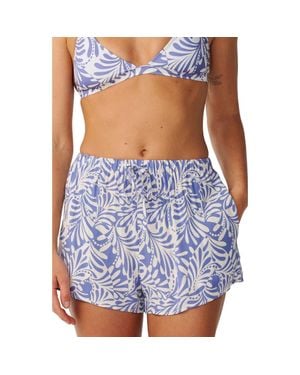 Rip Curl Party Wave Tropical Print Beach Shorts - Blue