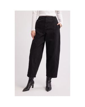 TOPSHOP Balloon Cotton Twill Pants - Black