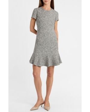Santorelli Moira Cap Sleeve Flounce Dress - Gray