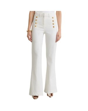 Reiss Athena Sailor High Cut Leather Pants - White