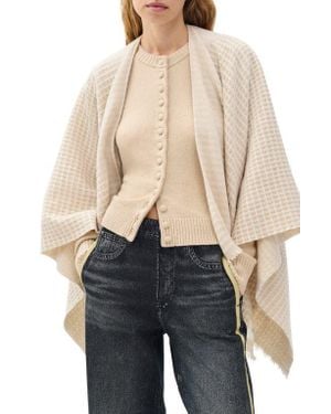 Rag & Bone Joni Recycled Wool Blend Waffle Poncho - Blue