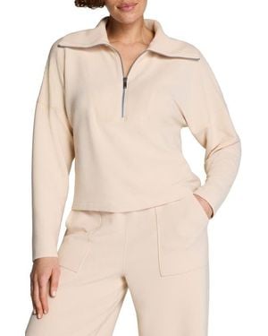 Spanx Airessentials French Rib Quarter Zip Pullover - Natural