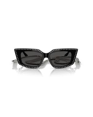 Jimmy Choo 52Mm Cat Eye Sunglasses With Embellished Chain - Black