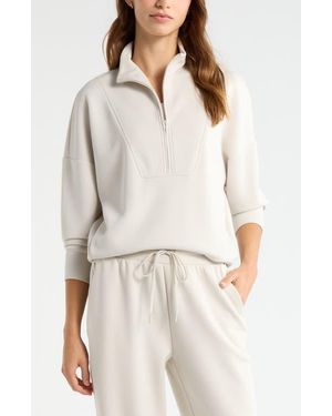 Zella Soft Luxe Half Zip Pullover - White