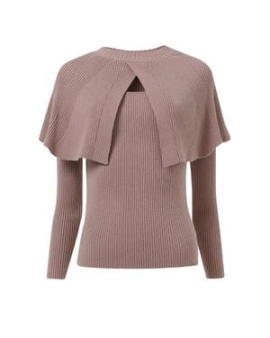 eem Cape Detail Fitted Sweater - Pink