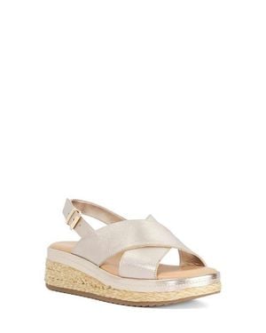 Dune Kiya Slingback Platform Wedge Sandal - Natural