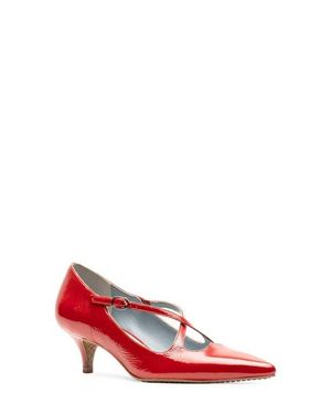 Frances Valentine Lily Pointed Toe Kitten Heel Pump - Red