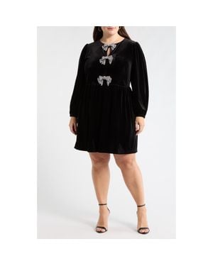 Sugarlips Glow Bow Velvet Mini Dress in Black | Lyst
