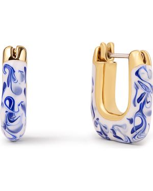 Ana Luisa Dakota Mini Marbled Enamel Hoop Earrings - Blue