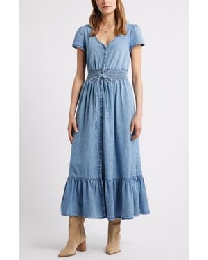 Treasure & Bond Smocked Waist Chambray Maxi Dress - Blue