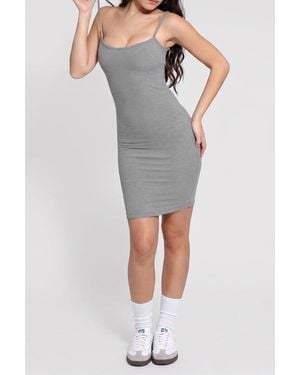 Popilush Shapewear Solid Modal Butt Lift Mini Slip Dress - Gray