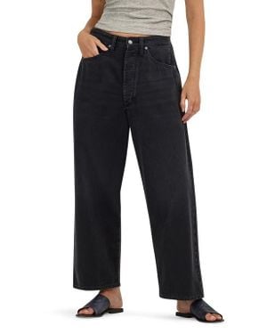 Lee Jeans Button Fly High Waist Loose Fit Ankle Jeans - Black