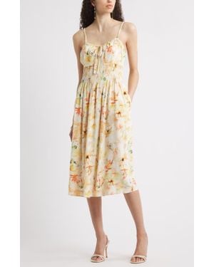 Chelsea28 Smocked Waist Sleeveless Midi Dress - Natural