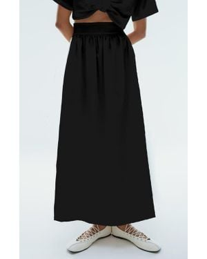 De Loreta Ariadna A-Line Cotton Midi Skirt - Black