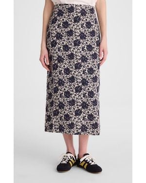 Madewell Floral Print Linen Midi Skirt - Multicolor