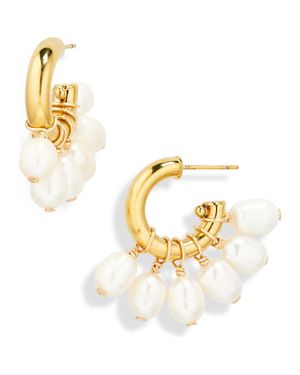 Eliou Pearl Embellished Hoop Earrings - Metallic