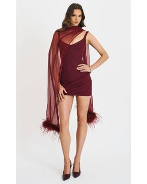 Miss Circle Tori Pleated Mini Dress With Chiffon Scarf - Red