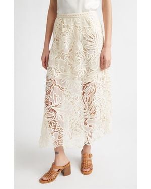 Ulla Johnson Gallina Corded Lace Midi Skirt - Natural