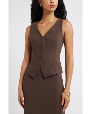 Open Edit Curator Crepe Sleeveless Top - Brown