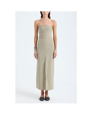 Monlicia Akasha Strapless Cotton Blend Midi Dress With Front Slit - Green