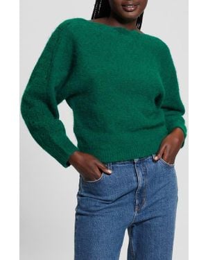 Guess Malorie Pointelle Detail Dolman Sleeve Sweater - Green