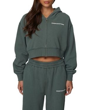 Good For Nothing Essential Cropped Zip Hoodie - Green