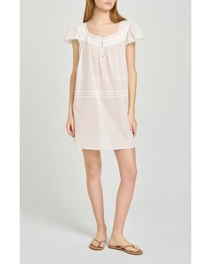Wayf X Hannah Lovey Porter Bianca Eyelet Detail Cotton Minidress - White