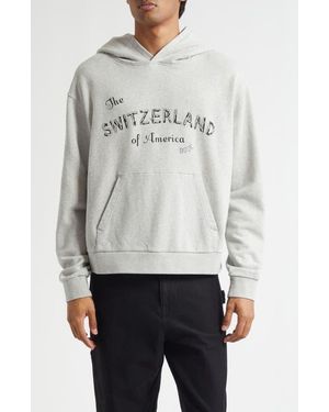 Bode Campground Cotton Graphic Hoodie - White