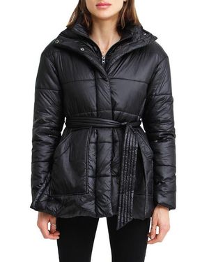 Belle & Bloom Moonrise Belted Puffer Jacket - Black