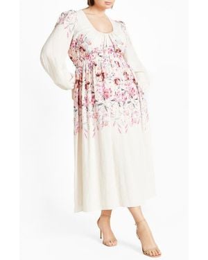 City Chic Keyla Long Sleeve Maxi Dress - Multicolor