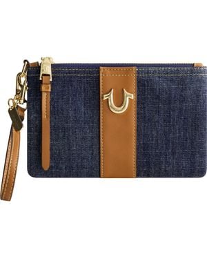 TRUE RELIGION Horseshoe Denim Wristlet Pouch - Blue