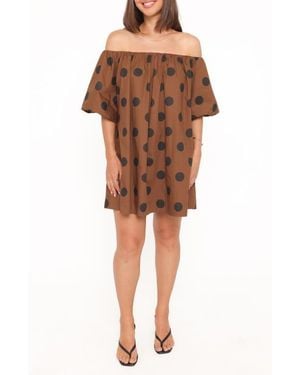 Petal & Pup Eddie Polka Dot Minidress - Brown