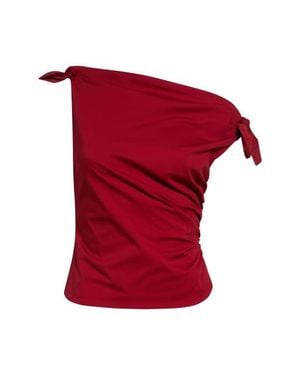 STAUD Bellaria One Shoulder Stretch Cotton Top - Red