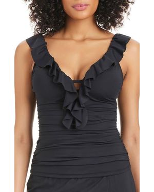 Rod Beattie Ruffle Tankini Top - Black
