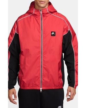 Nike Air Full-Zip Hooded Hybrid Utility Jacket - Red