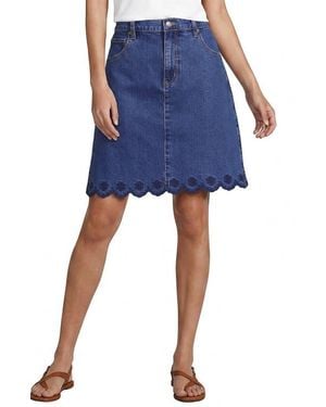 Lands' End Soft Denim Classic 5 Pocket Above The Knee Skirt - Blue
